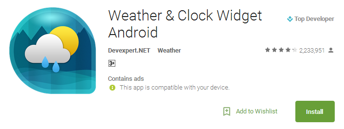 Weather & Clock Widget Android App