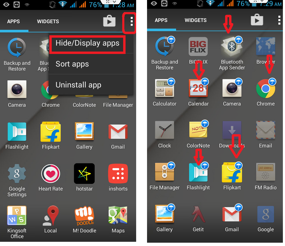 Themes on Android hide apps