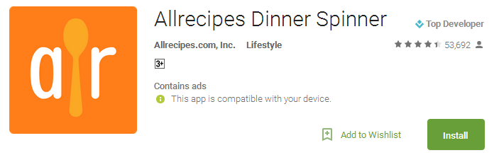 Allrecipes Dinner Spinner App