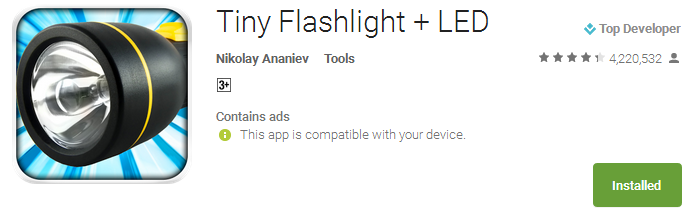 Tiny Flashlight App + LED