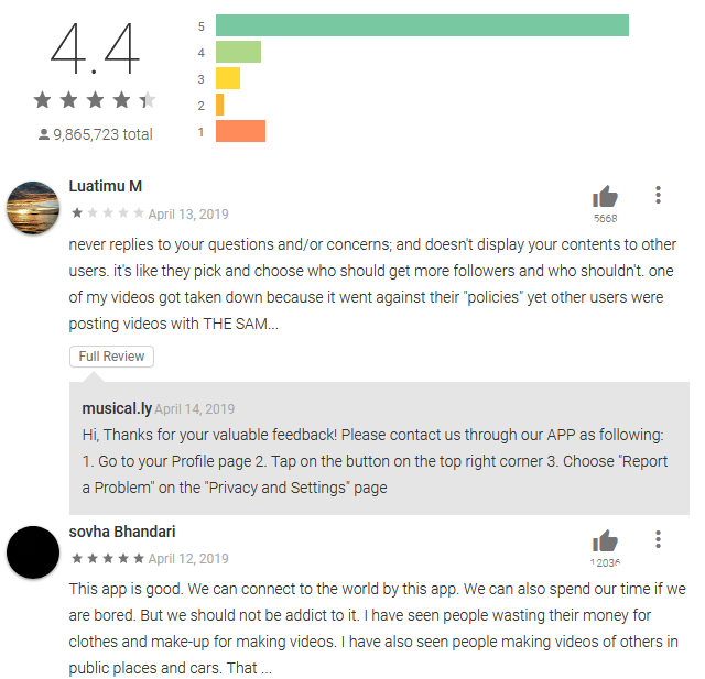 Reviews for Tik Tok App